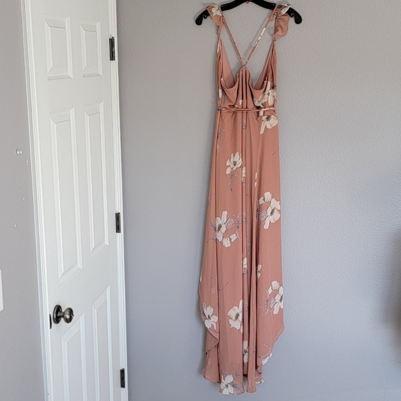 Lulu's All Mine Rusty Rose Floral Print High-Low Wrap Dress/ M. - Picture 5 of 13